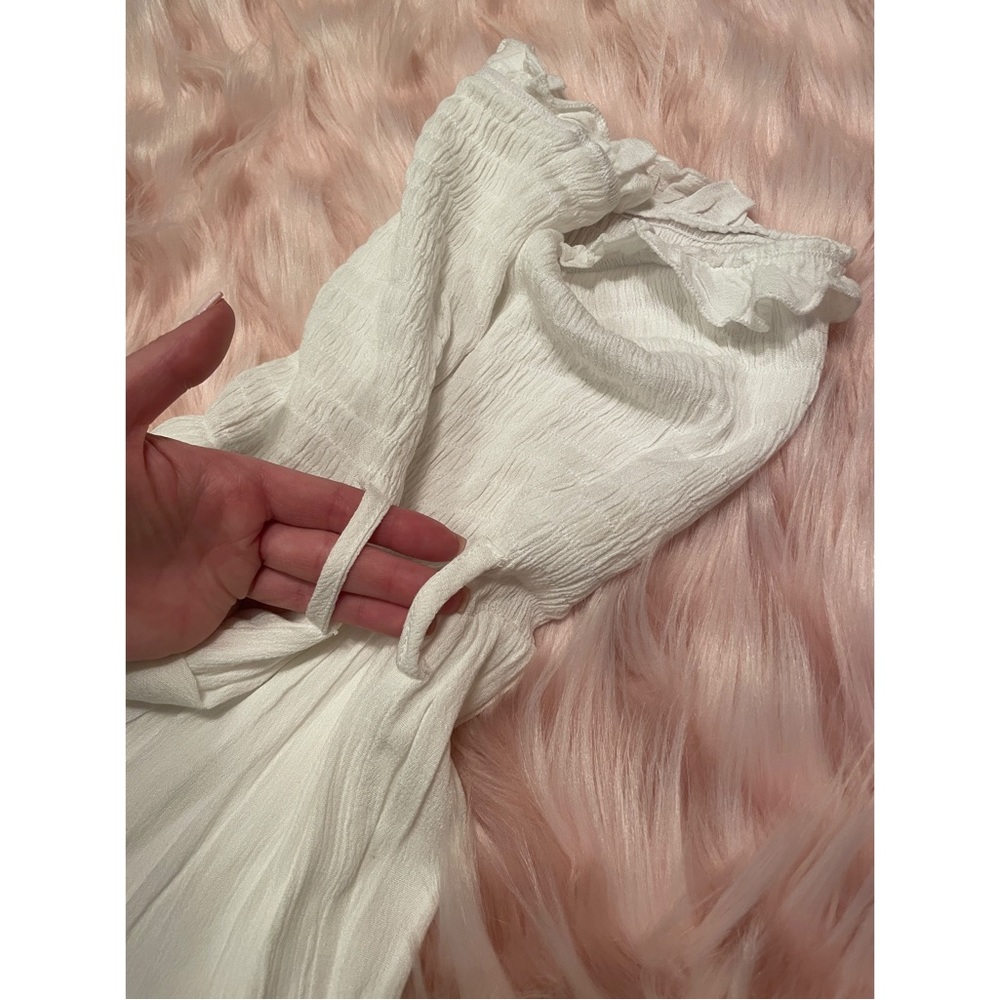 White Ruched Romper - Picture 2 of 5